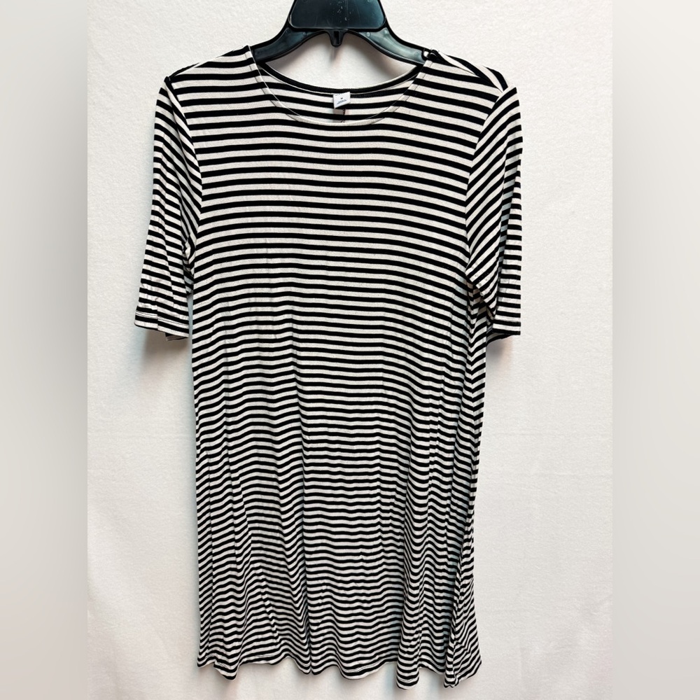 Old Navy Black and White Striped Tee Dress